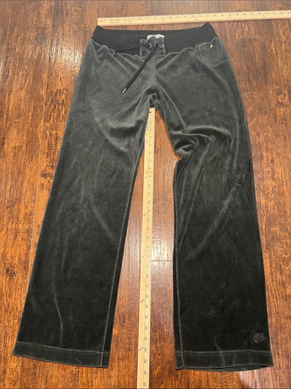 Nike Vintage Dark Gray Velour Joggers Drawstring *See Pictures for actual Size